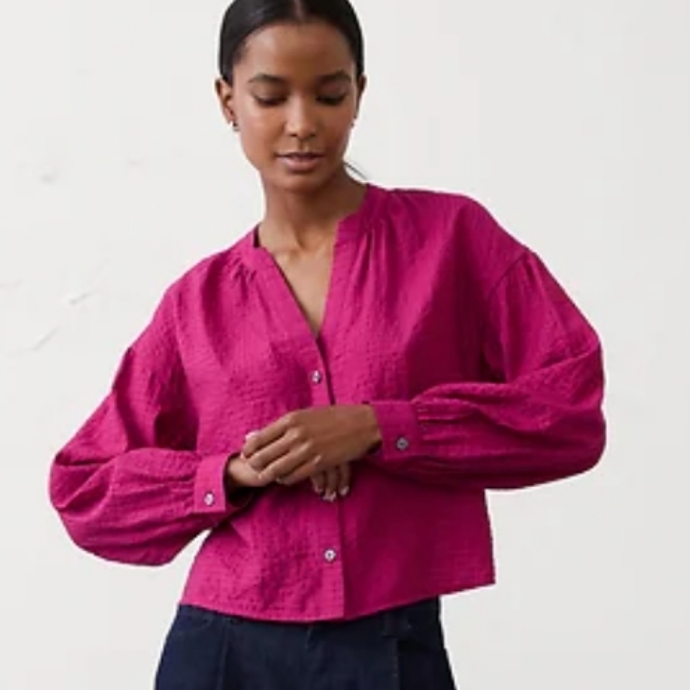 Banana Republic Jaquard Puff Sleeve Top NEW